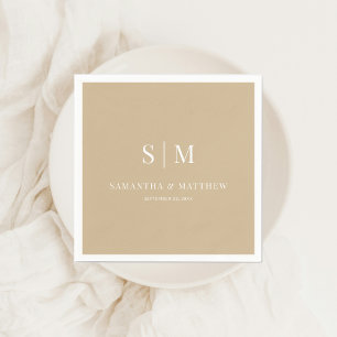 Neutral Gold Elegante Couple Initials Hochzeit Serviette