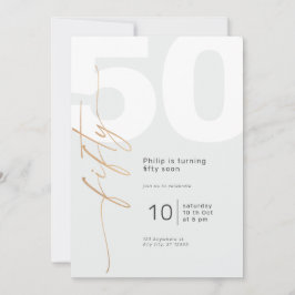 Neutral Gold Elegante Kalligraphie Geburtstag Einladung