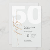 Neutral Gold Elegante Kalligraphie Geburtstag Einladung (Vorne/Hinten)