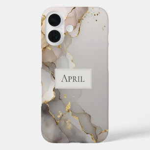 Neutral & Gold Marmor iPhone 16 Hülle