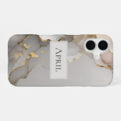 Neutral & Gold Marmor iPhone 16 Hülle (Rückseite (Horizontal))