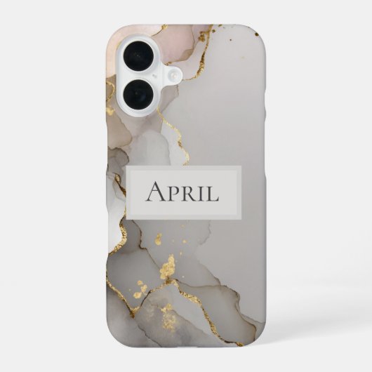 Neutral & Gold Marmor iPhone 16 Hülle (Rückseite)