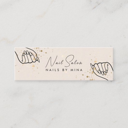 Neutral Gold Speck Hand Nail Salon Mini Visitenkarte (Vorderseite)