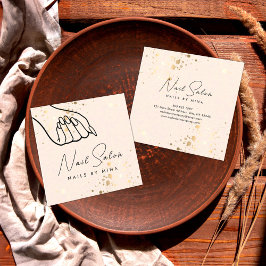 Neutral Gold Speck Hand Nail Salon Quadratische Visitenkarte