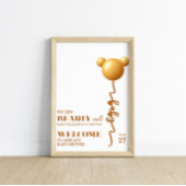 Neutral Gold Teddy Balloon Bearly Wait Poster