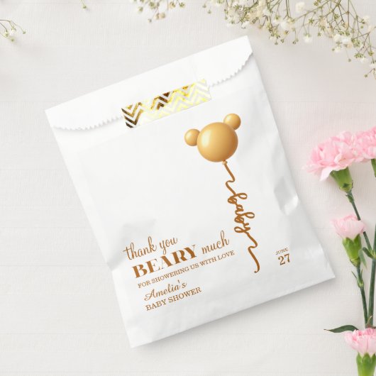 Neutral Gold Teddy Balloon Beary Thank You Geschenktütchen (Versiegelt)
