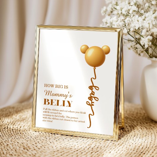 Neutral Gold Teddy Balloon Belly Game Poster