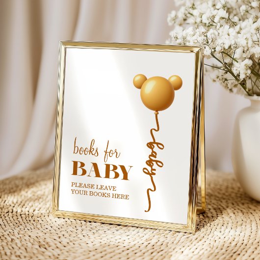 Neutral Gold Teddy Balloon Books for Baby Poster