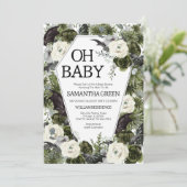 Neutral-gotische Halloween-Kinderdusche Einladung (Stehend Vorderseite)