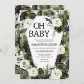 Neutral-gotische Halloween-Kinderdusche Einladung (Vorne/Hinten)