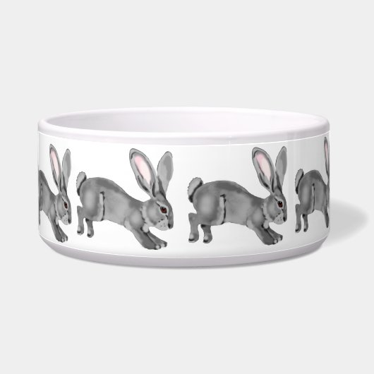Neutral Graues Kaninchen Muster Minimal Tier Napf (Rechts)