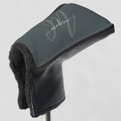 Neutral Gray Bold Script Monogram und Name Golf Headcover (3/4 Vorderseite)