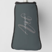 Neutral Gray Bold Script Monogram und Name Golf Headcover (Rotieren 90)