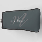 Neutral Gray Bold Script Monogram und Name Golf Headcover (Vorderseite)