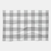 Neutral Gray Buffalo Check Plaid Rustic Farmhouse Geschirrtuch (Horizontal)