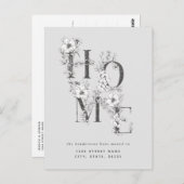 Neutral gray floral Änderung der Adresse Postkarte (Vorne/Hinten)
