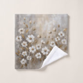 Neutral Gray Gold Taupe Floral Badhandtuch Set (Waschlappen)