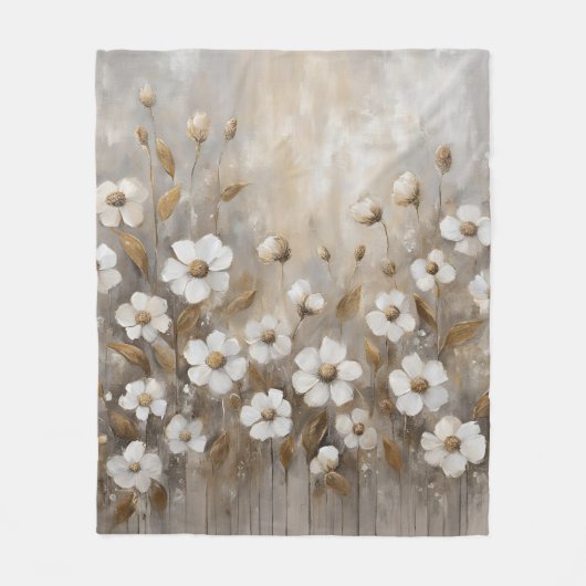 Neutral Gray Gold Taupe Floral Fleecedecke (Vorderseite)