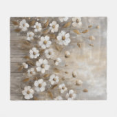 Neutral Gray Gold Taupe Floral Fleecedecke (Vorderseite (Horizontal))