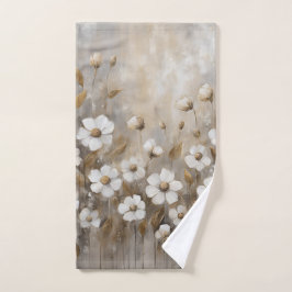 Neutral Gray Gold Taupe Floral Handtuch