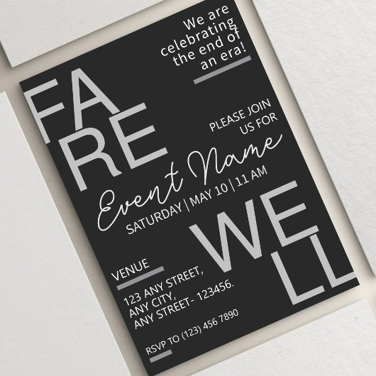 Neutral Gray Moderne Abschiedsveranstaltung Save The Date