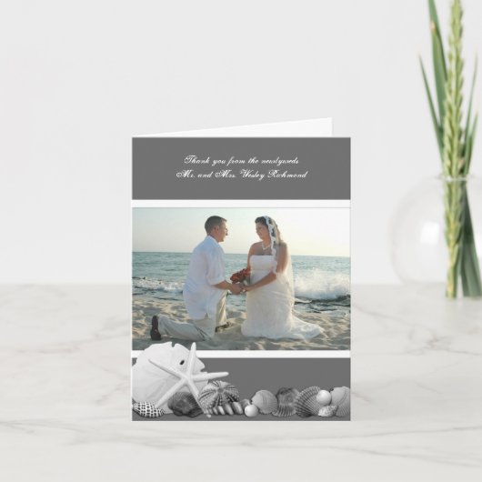 Neutral Gray Seashells Foto Vielen Dank Dankeskarte (Vorderseite)