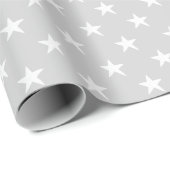 Neutral Gray Star Pattern Kindergeburtstag Geschenkpapier (Rolleneckpunkt)