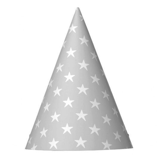 Neutral Gray Star Pattern Kindergeburtstag Partyhütchen (Vorderseite)
