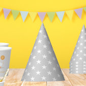 Neutral Gray Star Pattern Kindergeburtstag Partyhütchen