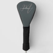 Neutral Gray Stylish Script Monogram und Name Golf Headcover (Vorderseite)