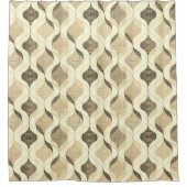 Neutral Gray Tan Modern Wavy Luxus Duschvorhang (Vorderseite)