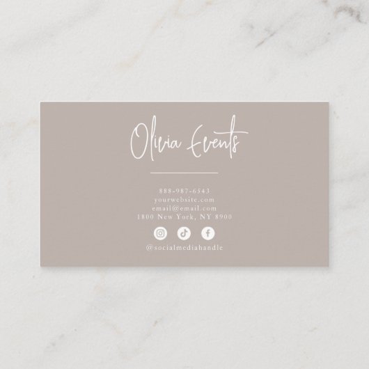 Neutral Gray Taupe Minimalistisch Boho Chic Modern Visitenkarte (Rückseite)