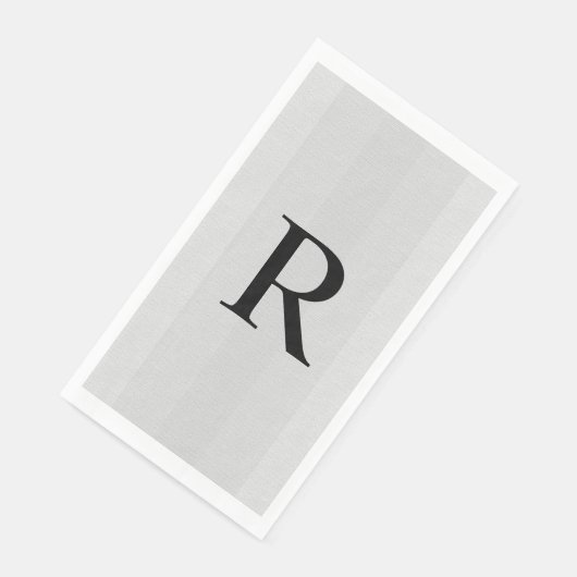 Neutral Gray Textured Mit Monogramm Serviette (Ecke)