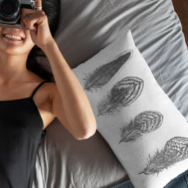 Neutral Gray Trendy Feather Zierkissen