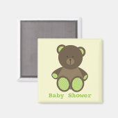Neutral Green Baby Duwer Gingham Bear Magnet (Vorderseite/Rückseite)