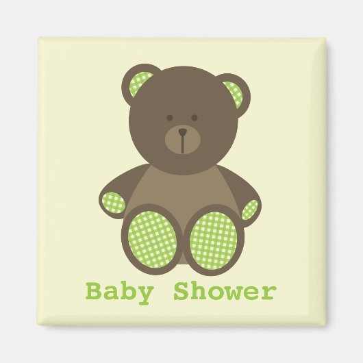 Neutral Green Baby Duwer Gingham Bear Magnet (Vorne)