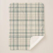 Neutral Green Beige Plaid Sherpadecke (Vorderseite)