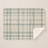 Neutral Green Beige Plaid Sherpadecke (Vorderseite (Horizontal))