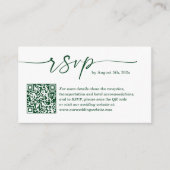 Neutral Green Budget Wedding RSVP Website QR Code Begleitkarte (Vorderseite)