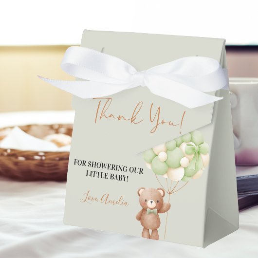 Neutral Green Teddy Bear Oh Baby Balloon Baby Geschenkschachtel