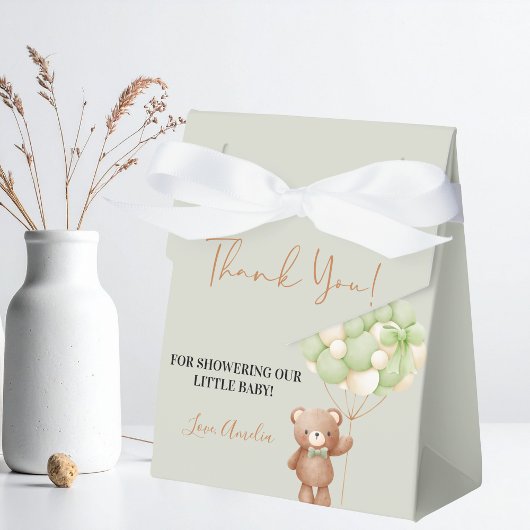 Neutral Green Teddy Bear Oh Baby Balloon Baby Geschenkschachtel