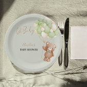 Neutral Green Teddy Bear Oh Baby Balloon Baby Pappteller