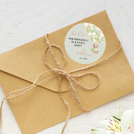 Neutral Green Teddy Bear Oh Baby Balloon Baby Runder Aufkleber