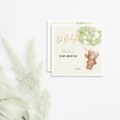Neutral Green Teddy Bear Oh Baby Balloon Baby Serviette
