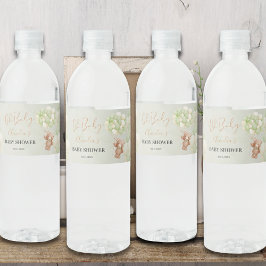 Neutral Green Teddy Bear Oh Baby Balloon Baby Wasserflaschenetikett