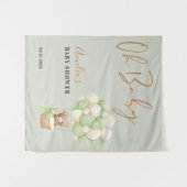 Neutral Green Teddy Bear Oh Baby Balloon Wandteppich (Vorderseite (Horizontal))