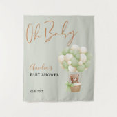 Neutral Green Teddy Bear Oh Baby Balloon Wandteppich (Vorderseite)