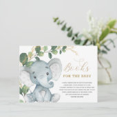 Neutral Greenery Gold Elephant Books for Baby Begleitkarte (Stehend Vorderseite)