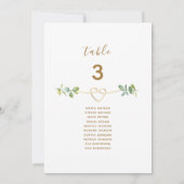 Neutral Greenery Gold Heart Wedding Seating Chart (Rückseite)