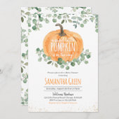 Neutral Greenery Orange Pumpkin Baby Shower Einladung (Vorne/Hinten)
